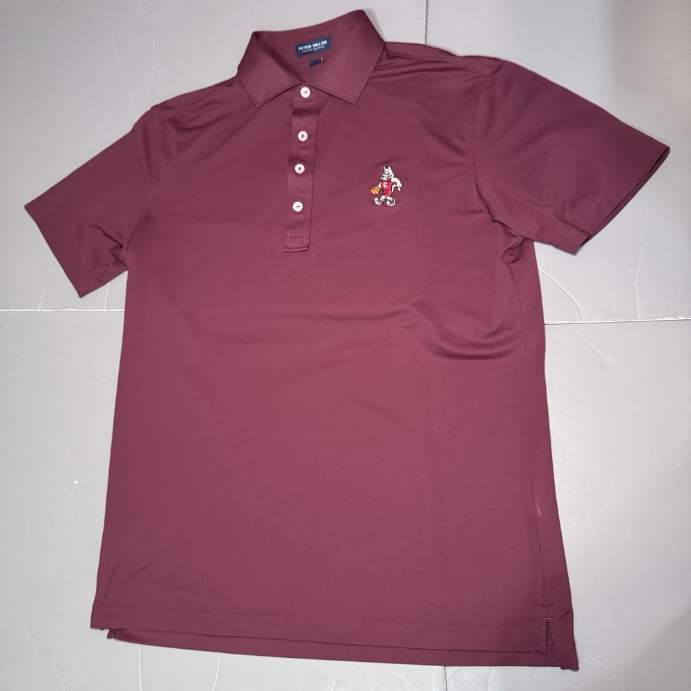 Peter Millar Soul Performance Polo Shirt M Charleston Cougars? Basketball Red